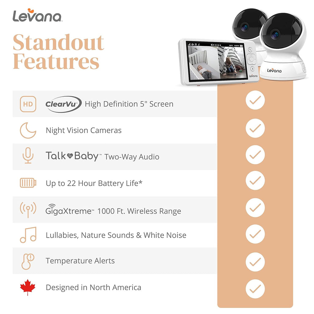 Video Baby Monitor with 5" Display and 720p HD Video K145