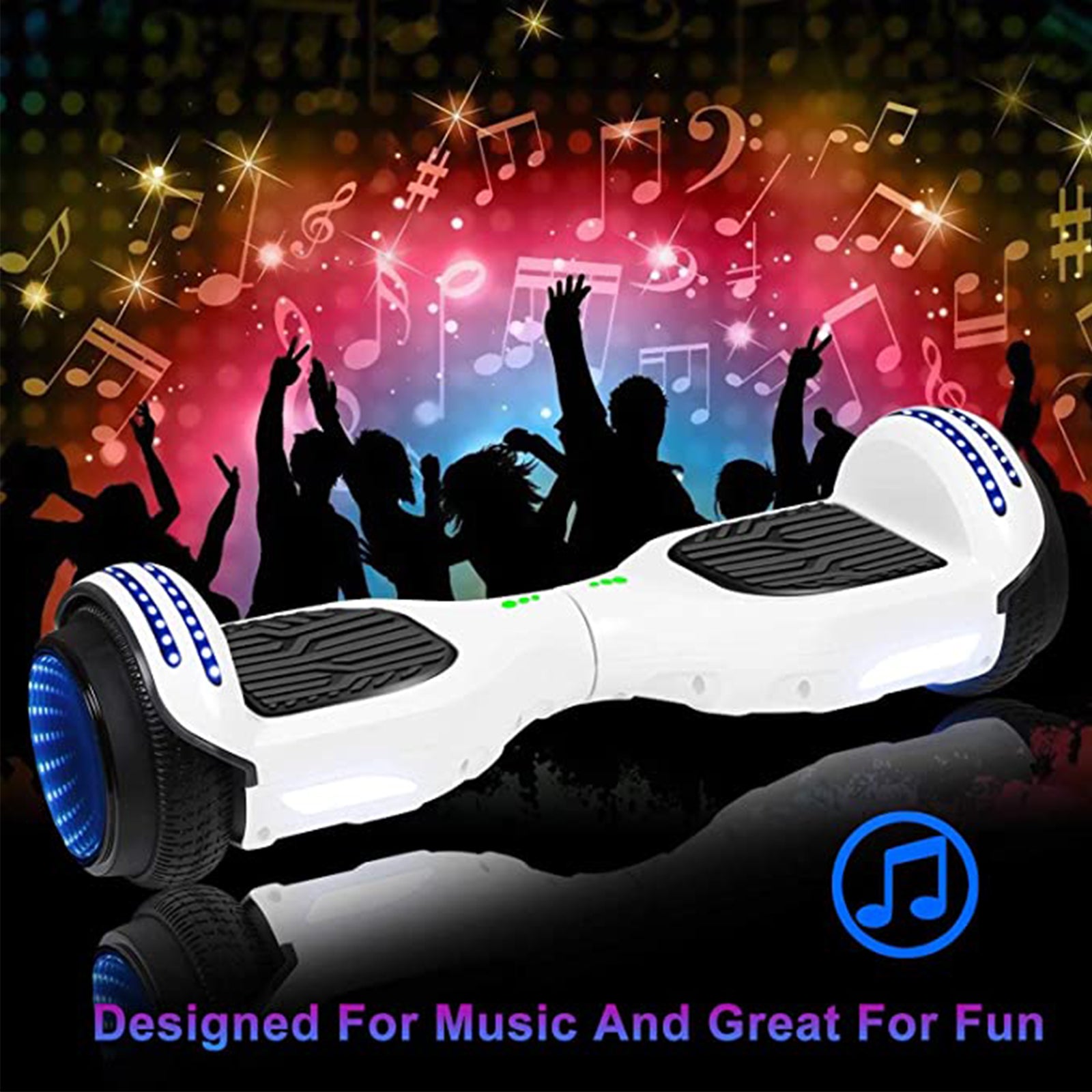 White 6.5" Hoverboard with LED Lights and Bluetooth Speaker C321830