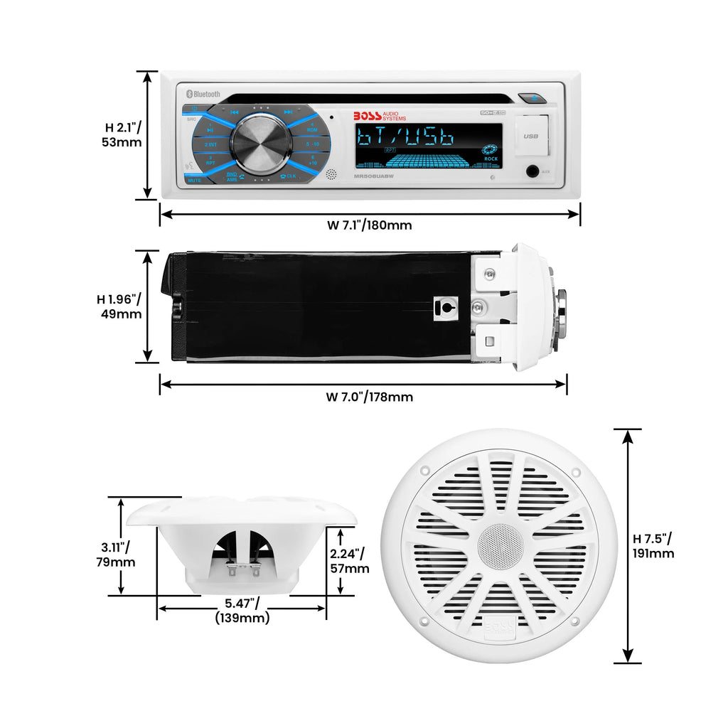 Marine Receiver Speakers with Bluetooth CD USB L38958