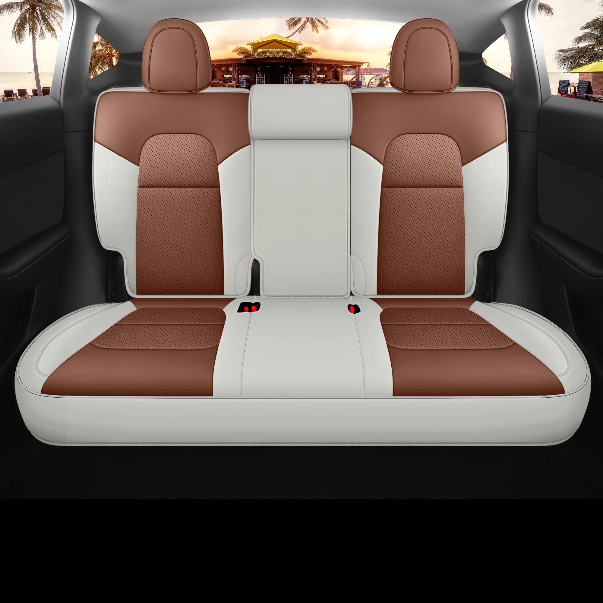 Brown and Beige Car Seat Cover B88334