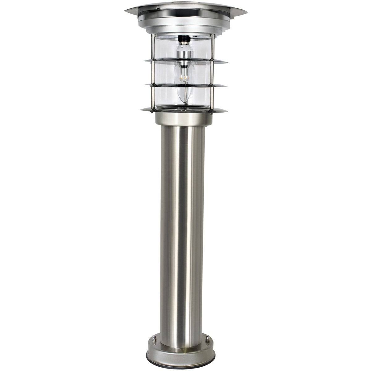 Silver LED Post Mount Solar Bollard Light Q918675