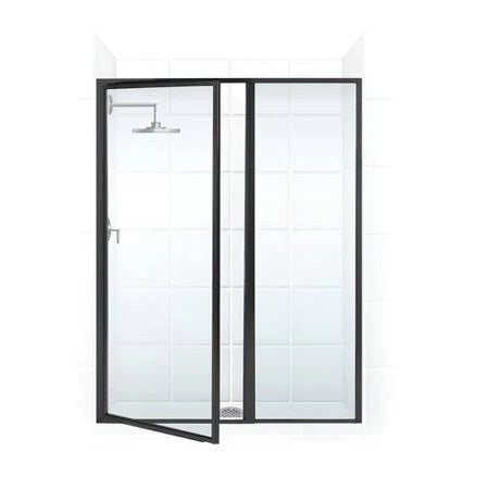 Black Hinged Framed Shower Door with Inline Panel S673
