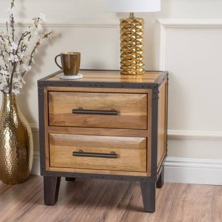 Acacia Wood Two Drawer End Table Y9785