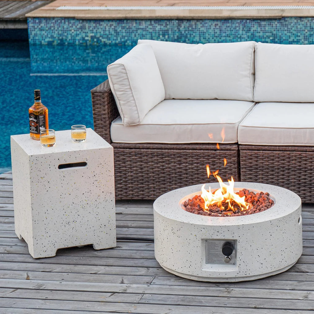 40,000 BTU Outdoor 28-inch Round Propane Fire Pit Table Set B502