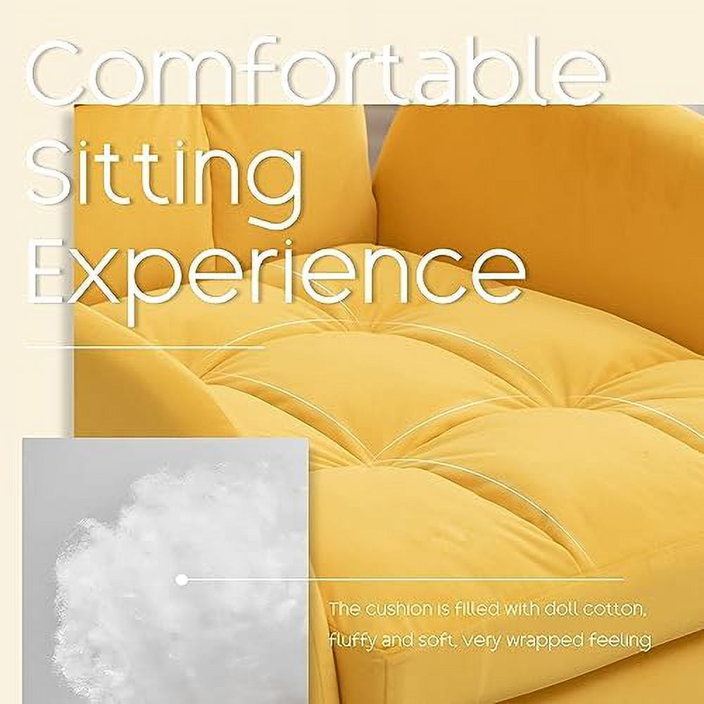 Yellow Velvet Accent Chair with Ottoman P2411