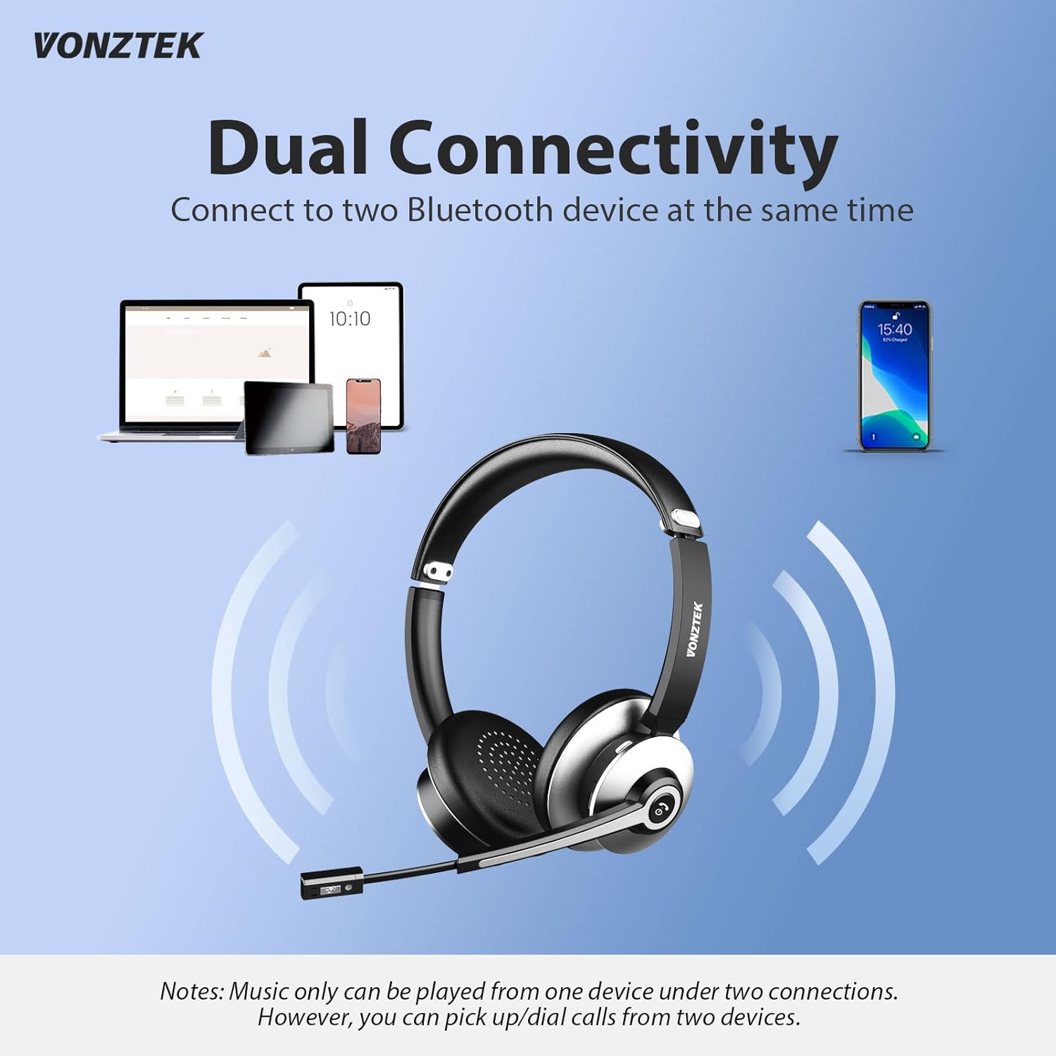 Wireless Bluetooth Headset with Noise Cancelling Microphone U78796