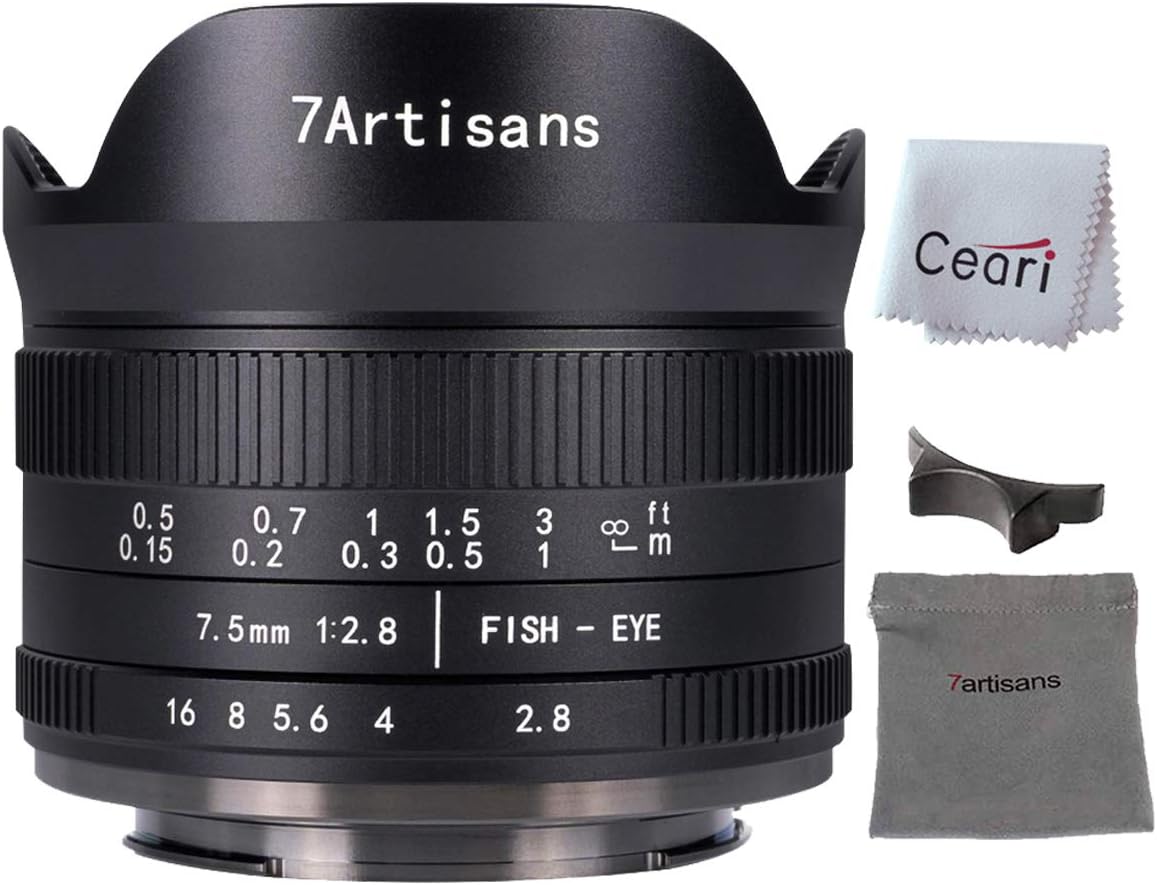 7.5mm F2.8 II Fisheye Lens APS-C 190° Ultra Wide Angle Manual Fixed Lens E733