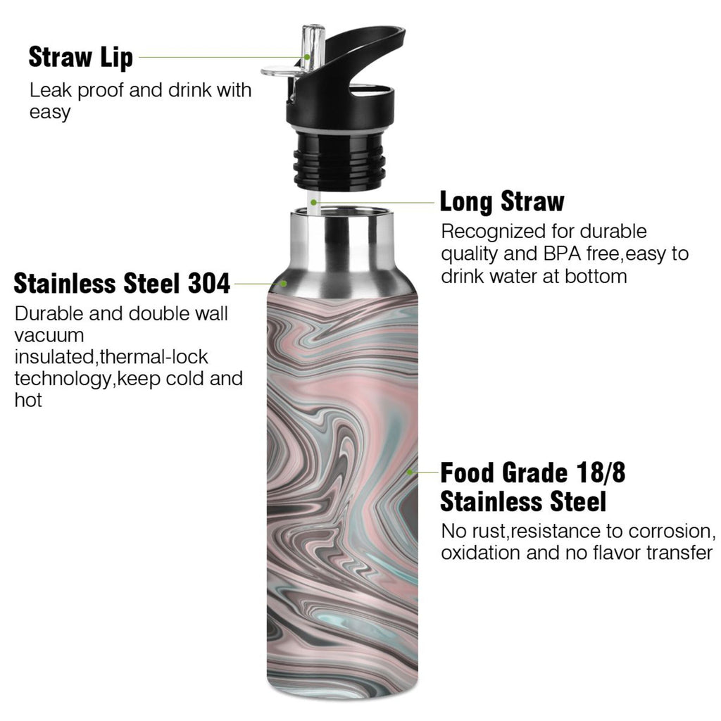 Pink Stainless Steel Insulated Water Bottle with Straw Lid Q77154
