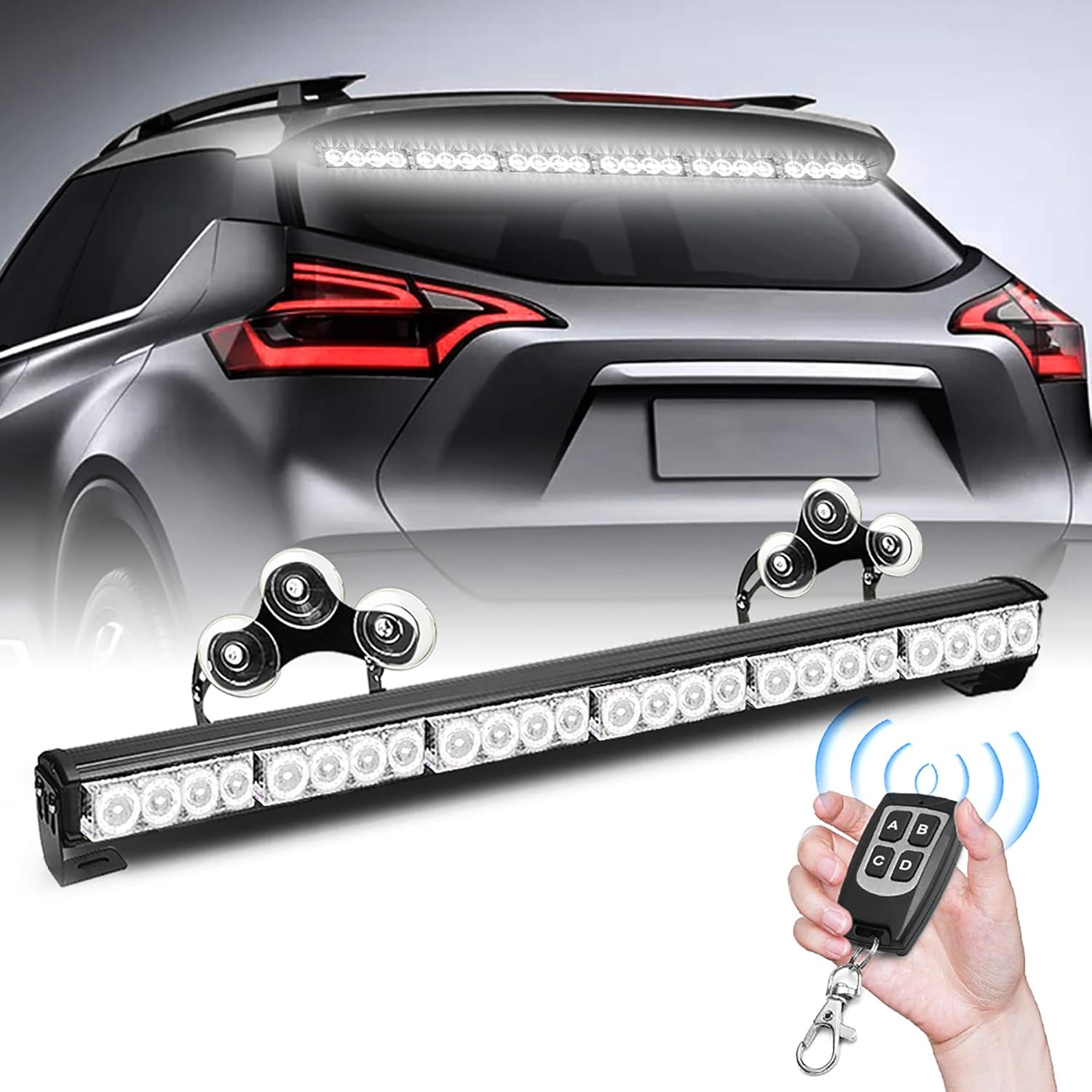 27 Inch 6 Panel LED Strobe Light Bar with Wireless Remote Control, White/Red, Pack of 2 V3681