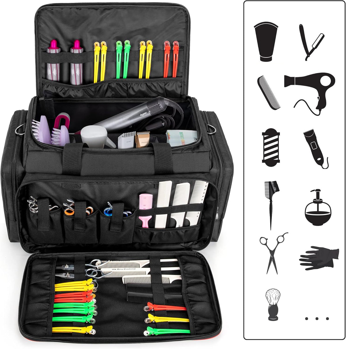 Large Barber Bag with Adjustable Dividers, Black V688631