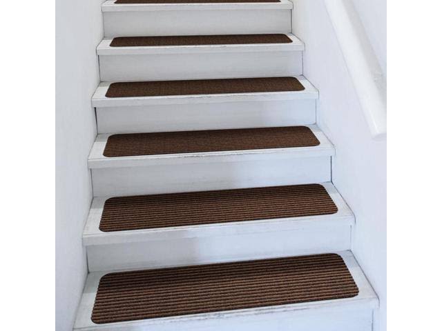 Set of 15 Skid-Resistant Carpet Stair Treads Bittersweet Brown 8 Inches x 23.5 Inches R428