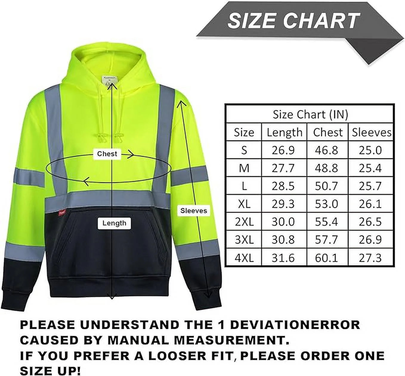 Green X Large Hi Vis Safety Hoodie K4358
