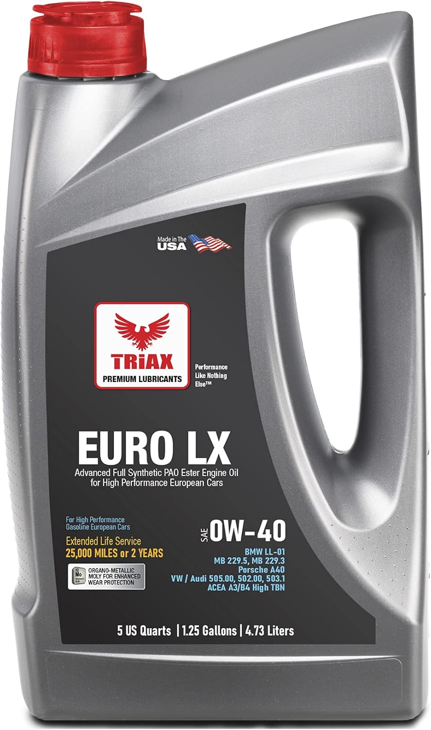 Triax Euro LX 0W-40 Full Synthetic 20K Miles 6 Quart Case Pack of 2 L4857