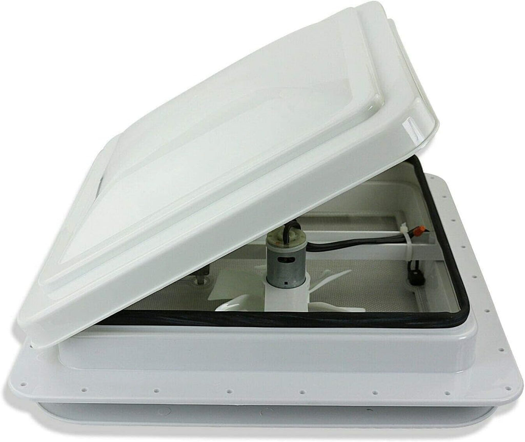 12 Volt RV Roof Vent Fan with White Lid W2180