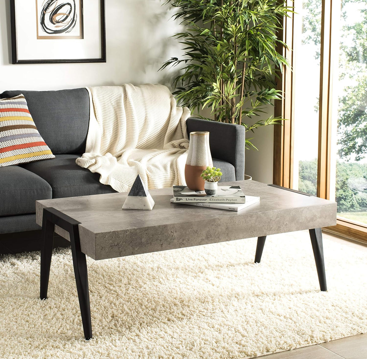 Light Grey and Black Coffee Table A25825