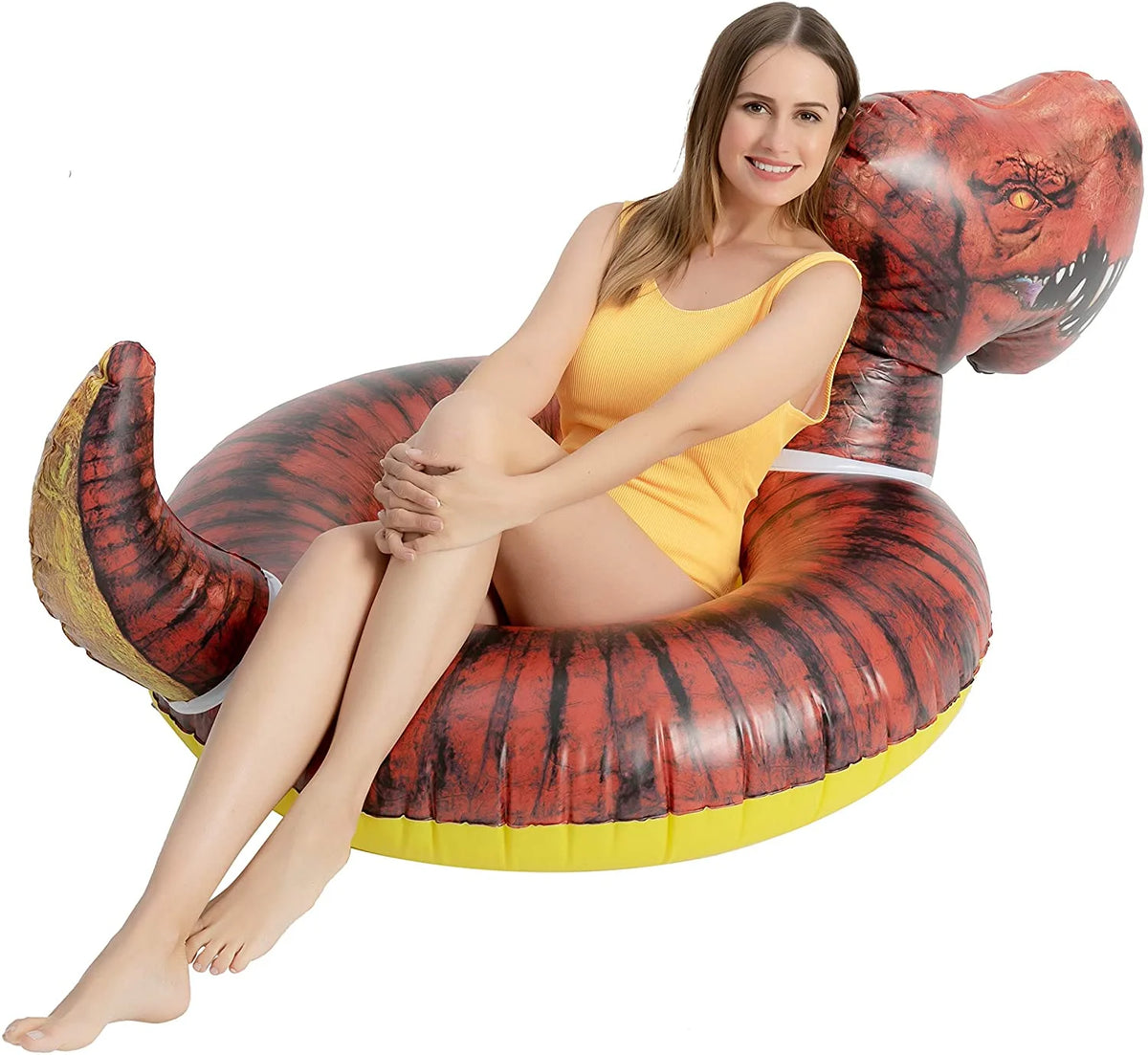 Inflatable T-Rex Pool Tube Floaty Toy (Brown) N44219