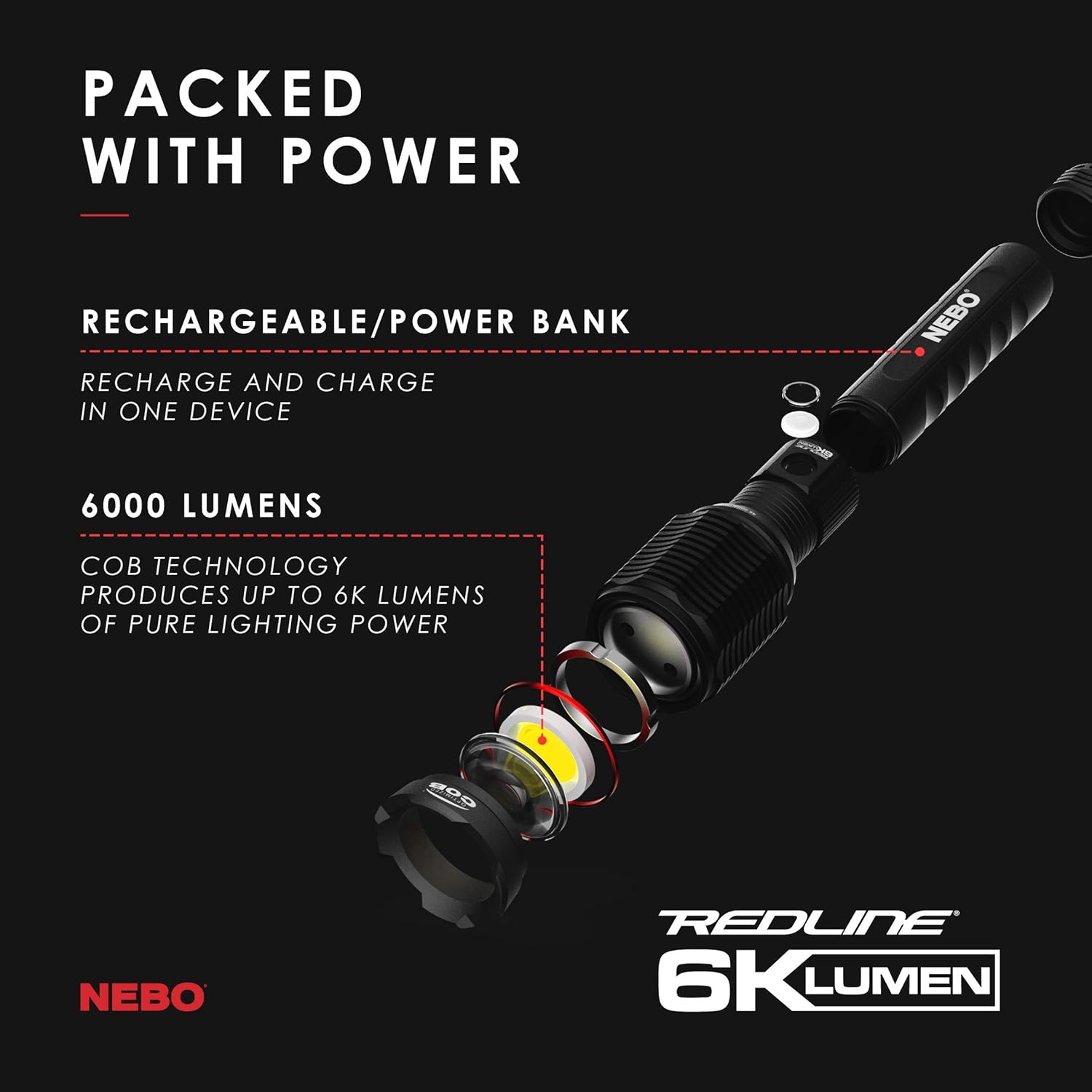 Black LED Rechargeable Flashlight E52237