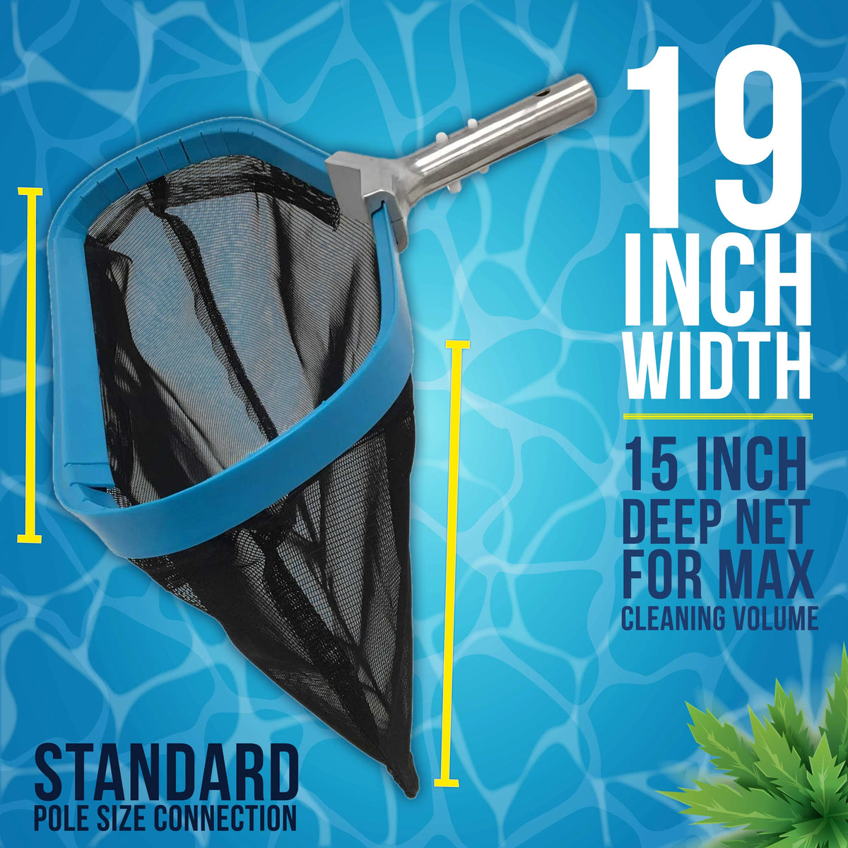 19" Swimming Pool Leaf Skimmer Rake with Aluminum Frame Handle A935