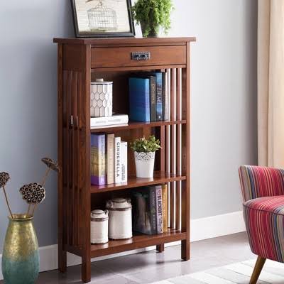 Brown Slatted Bookcase J973