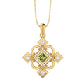 4MM Square Peridot 925 Silver Gold Vermeil Pendant Necklace X96638