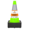 Lime Green PVC Traffic Cone with Reflective Collar, 4 Pack V566991