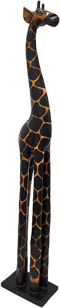 Hand-Carved Wooden Giraffe Statue E936