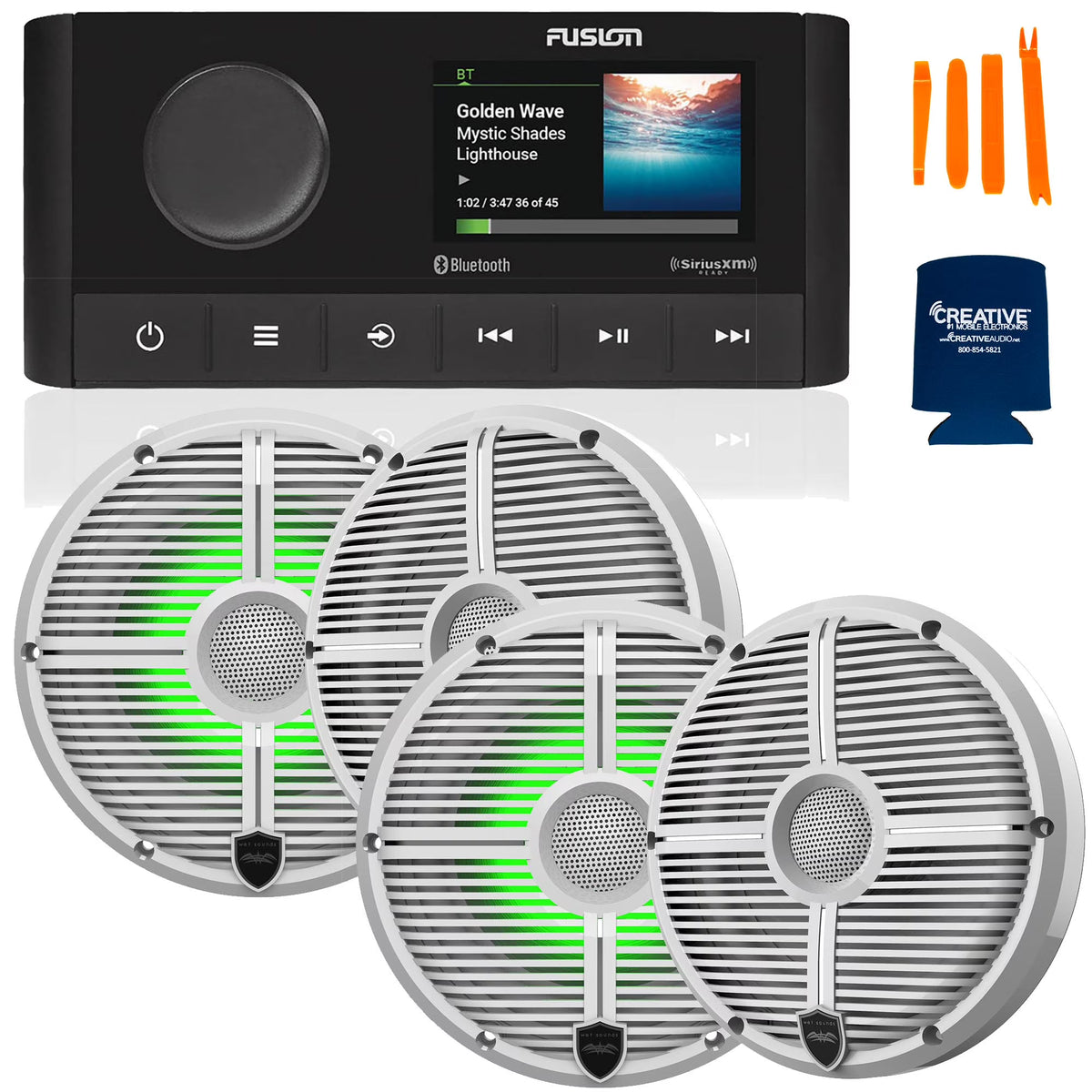 Marine Stereo with 2 Pair Marine Coaxial Speakers S5694