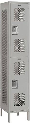 2 Tier 1 Wide Gray Gym Locker, 78 inch H x 15 inch W x 18 inch D Y28121