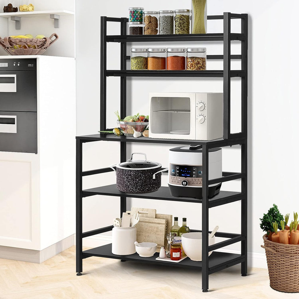 5-Tier Standing Bakers Rack with Shelves, Wood (Rustic Brown) A18979