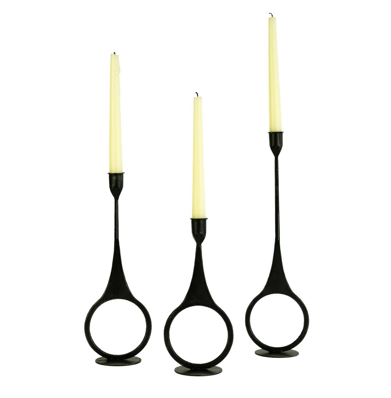 Black Cast Iron Taper Candle Holders Set of 3 Q89447