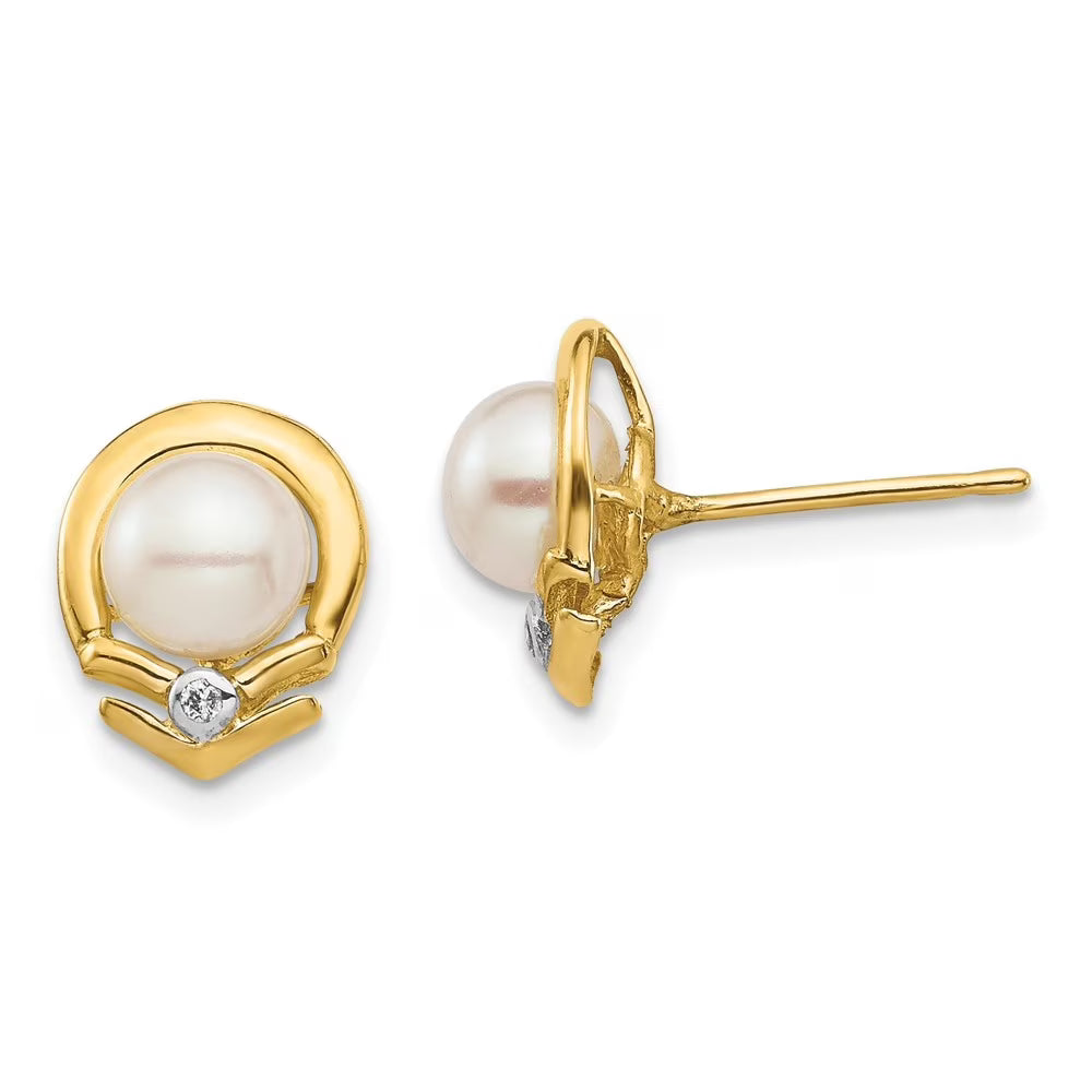 14k Yellow Gold Cultured Pearl Stud Earrings X71167