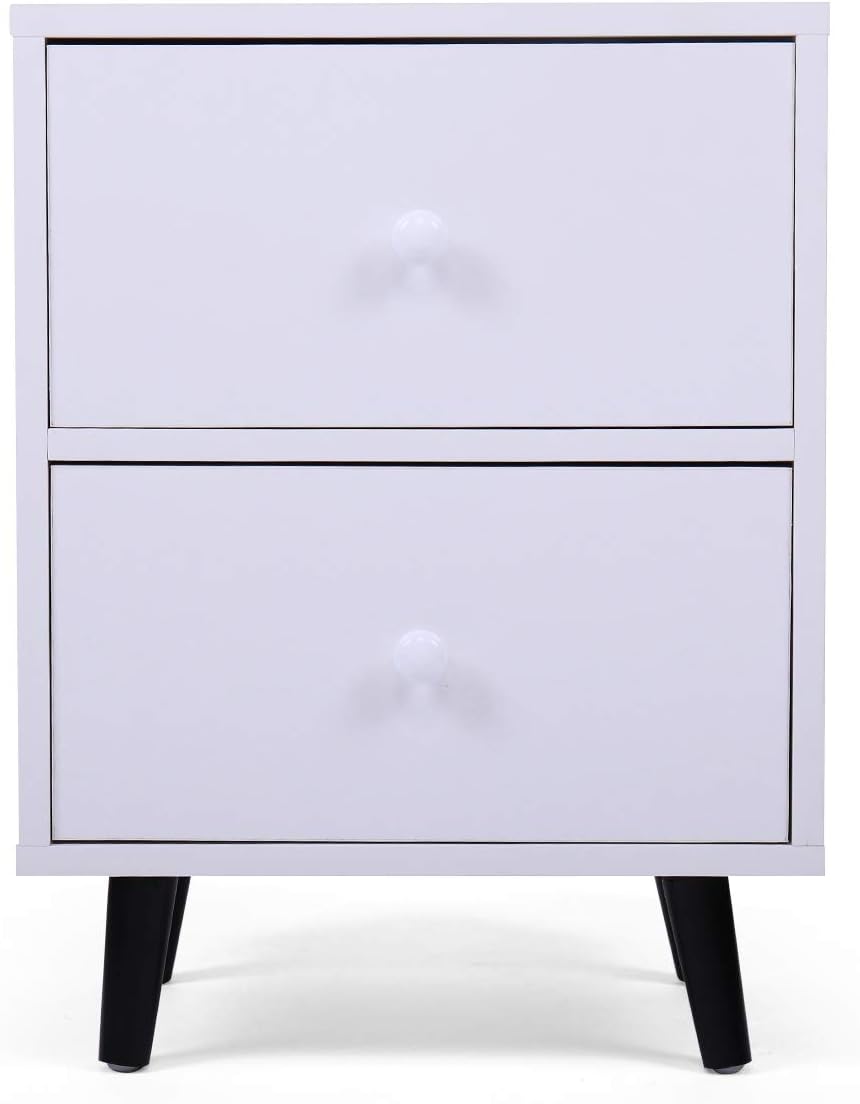 White 2 Drawer Wood Nightstand Z283