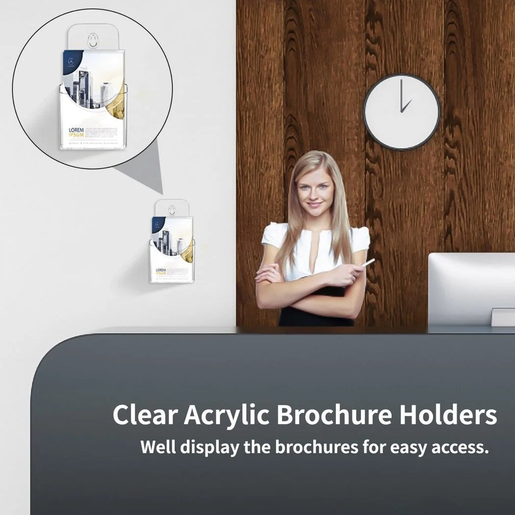 10 Pcs Clear Acrylic Brochure Holders for A6 Size Literature X829852