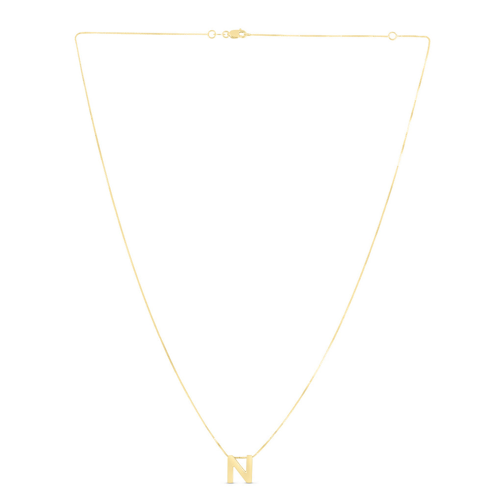 14k Yellow Gold Polished Letter Initial Necklace With Lobster Clasp 18 Inch W804971