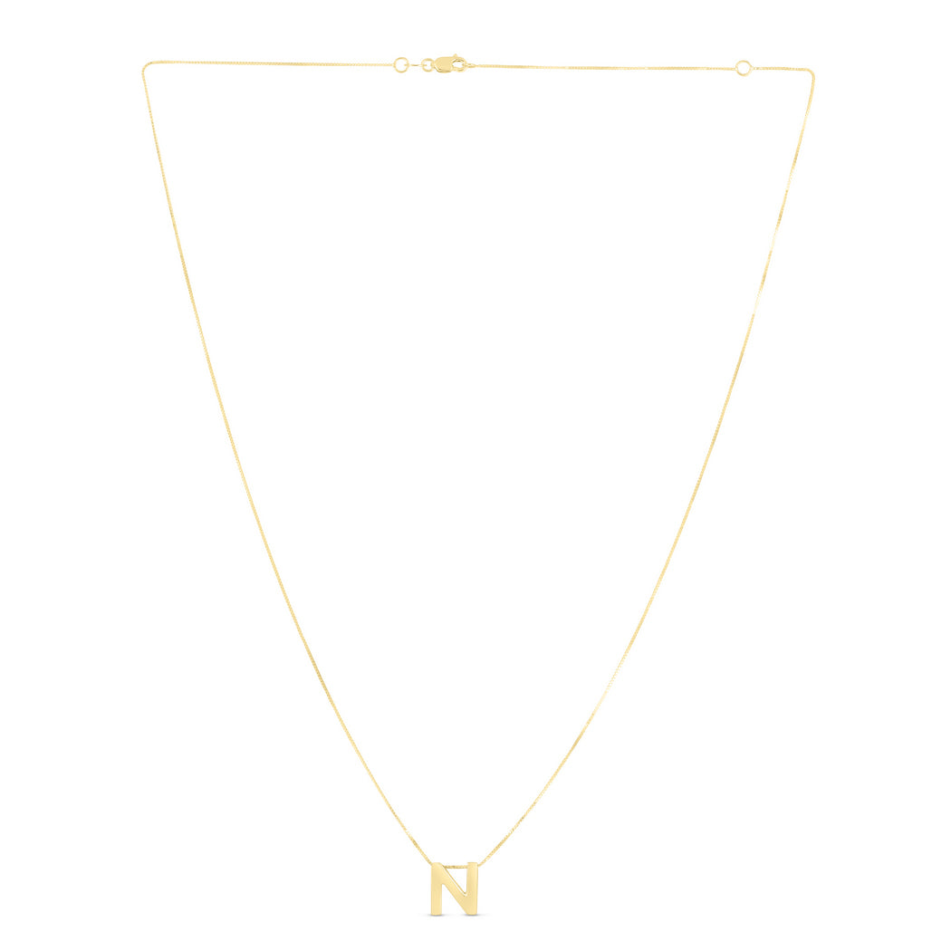 14k Yellow Gold Polished Letter Initial Necklace With Lobster Clasp 18 Inch W804971