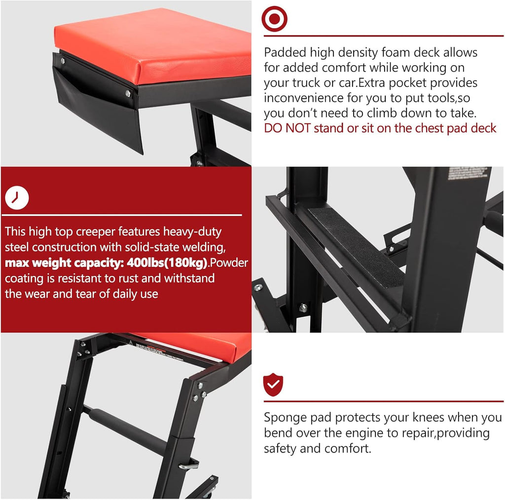 Adjustable Height Foldable Shop Mechanic Creeper Workstation T507
