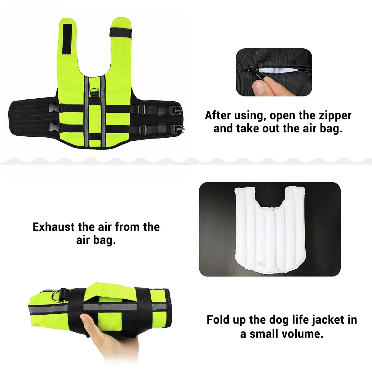 Fluor GREEN M Dog Life Jacket C1927