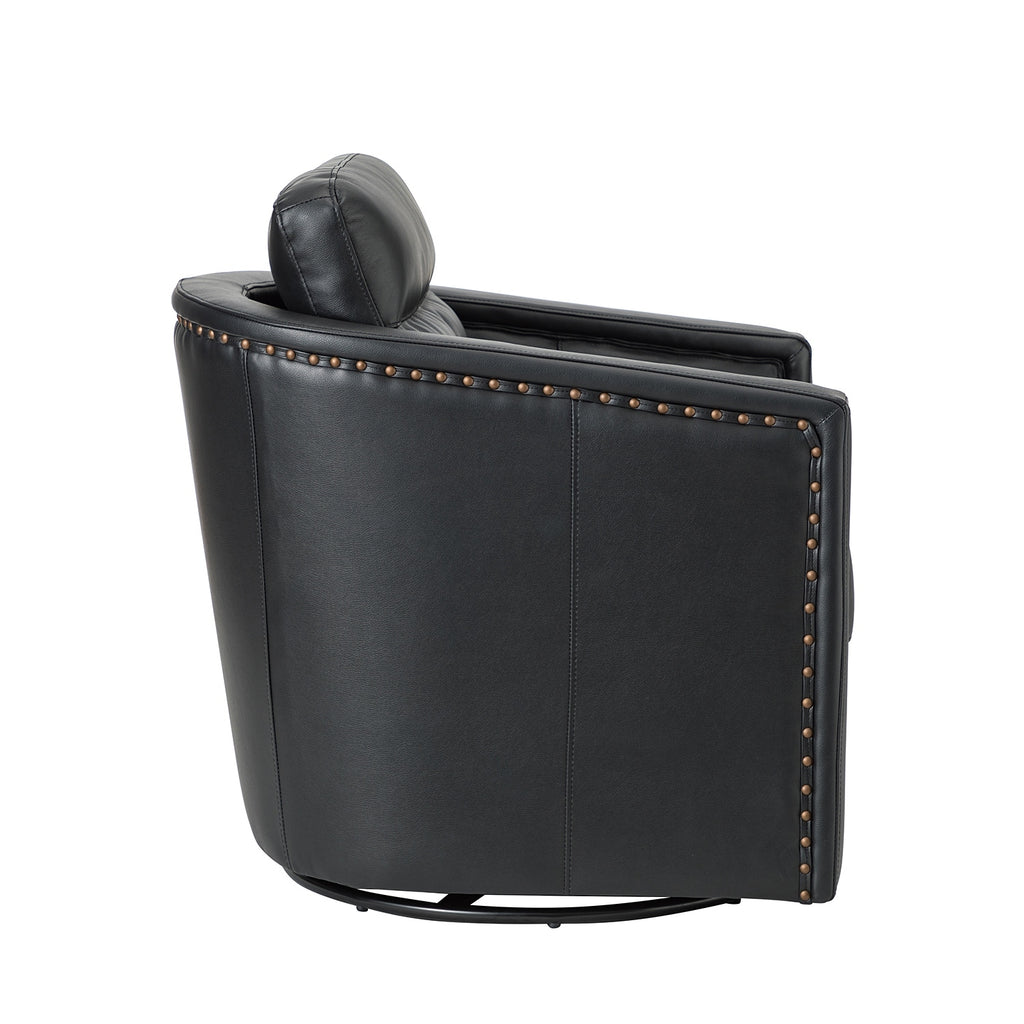 Genuine Leather Swivel Chair with Arms D918