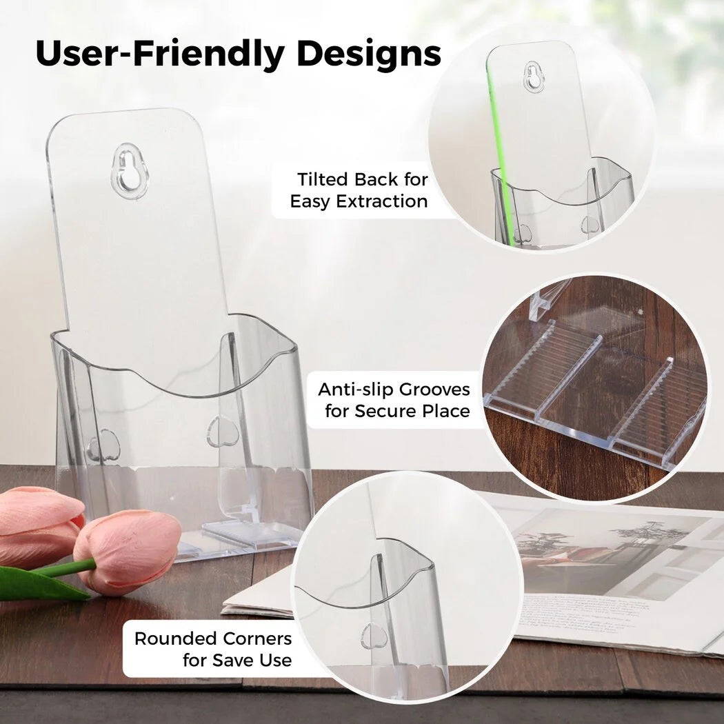 10 Pcs Clear Acrylic Brochure Holders for A6 Size Literature X829852