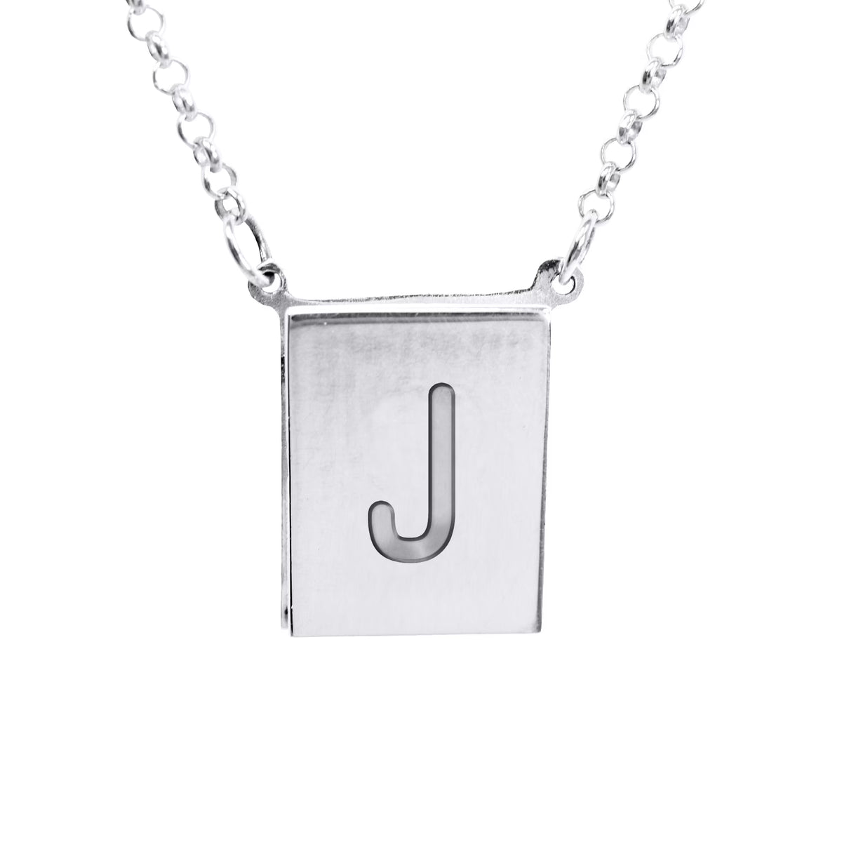 Sterling Silver Initial J Necklace U1737