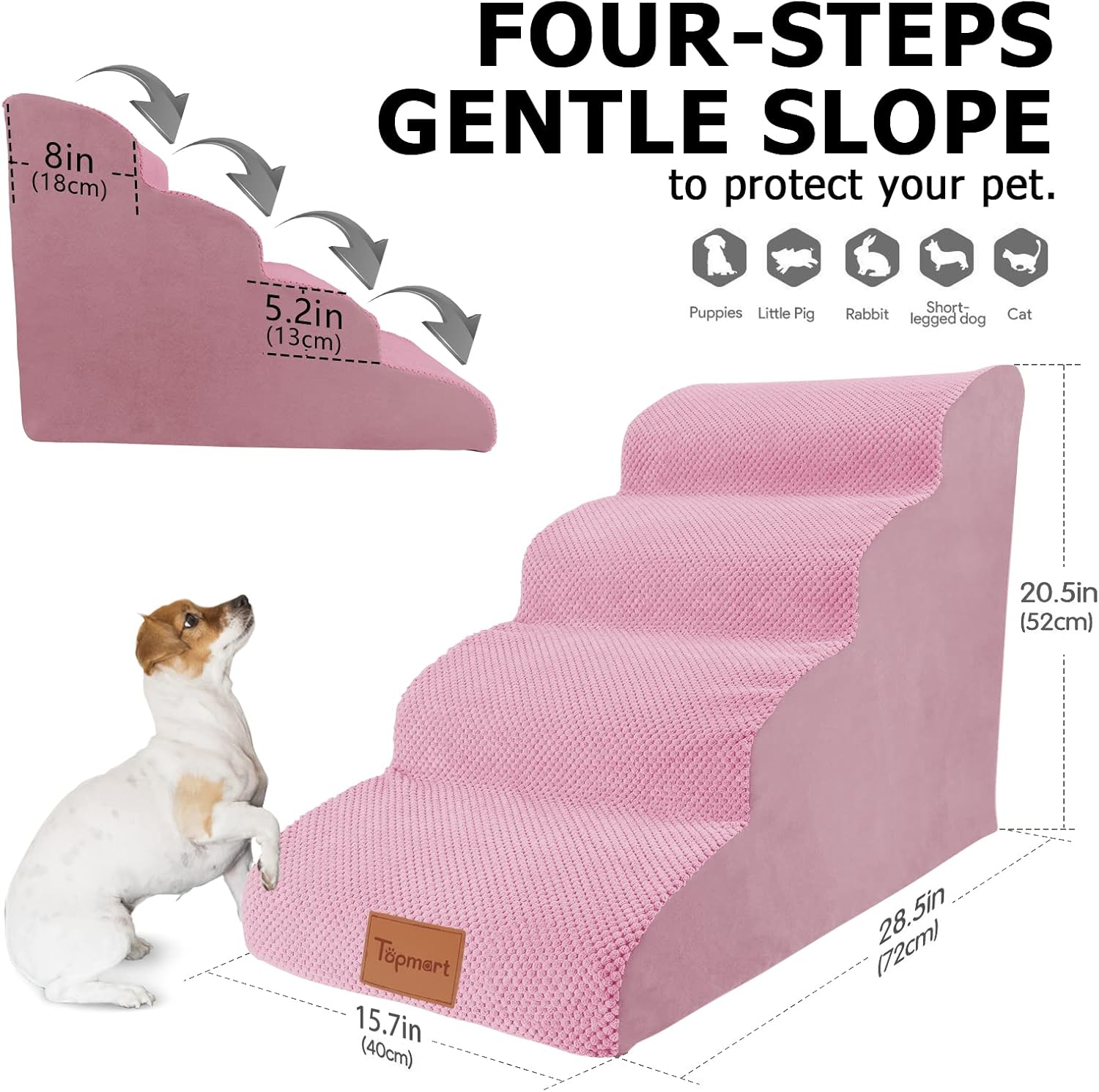Pink High Density Foam Dog Steps 4 Tiers G798158