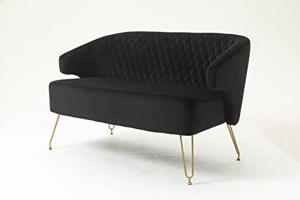 Light Cashmere Loveseat Sofa with Gold-Finished Metal Legs and 2 Small Pillows T3229