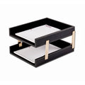 Rustic Black Leather Double Stacking Trays R3857