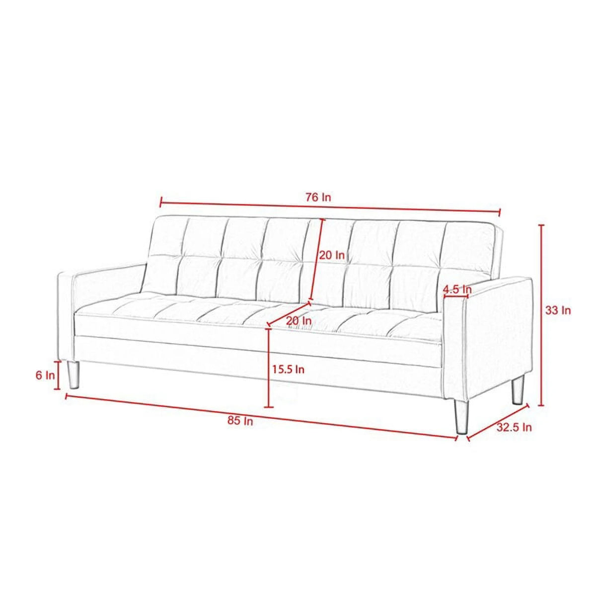 Black Convertible Sofa Bed K279