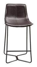 Dark Brown Leather Pub Chairs, Set of 2 B651