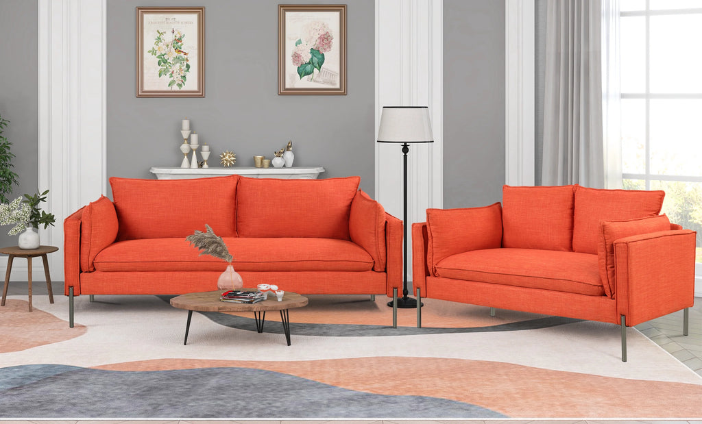 2 Piece Linen Fabric Loveseat and 3 Seat Couch Set K188