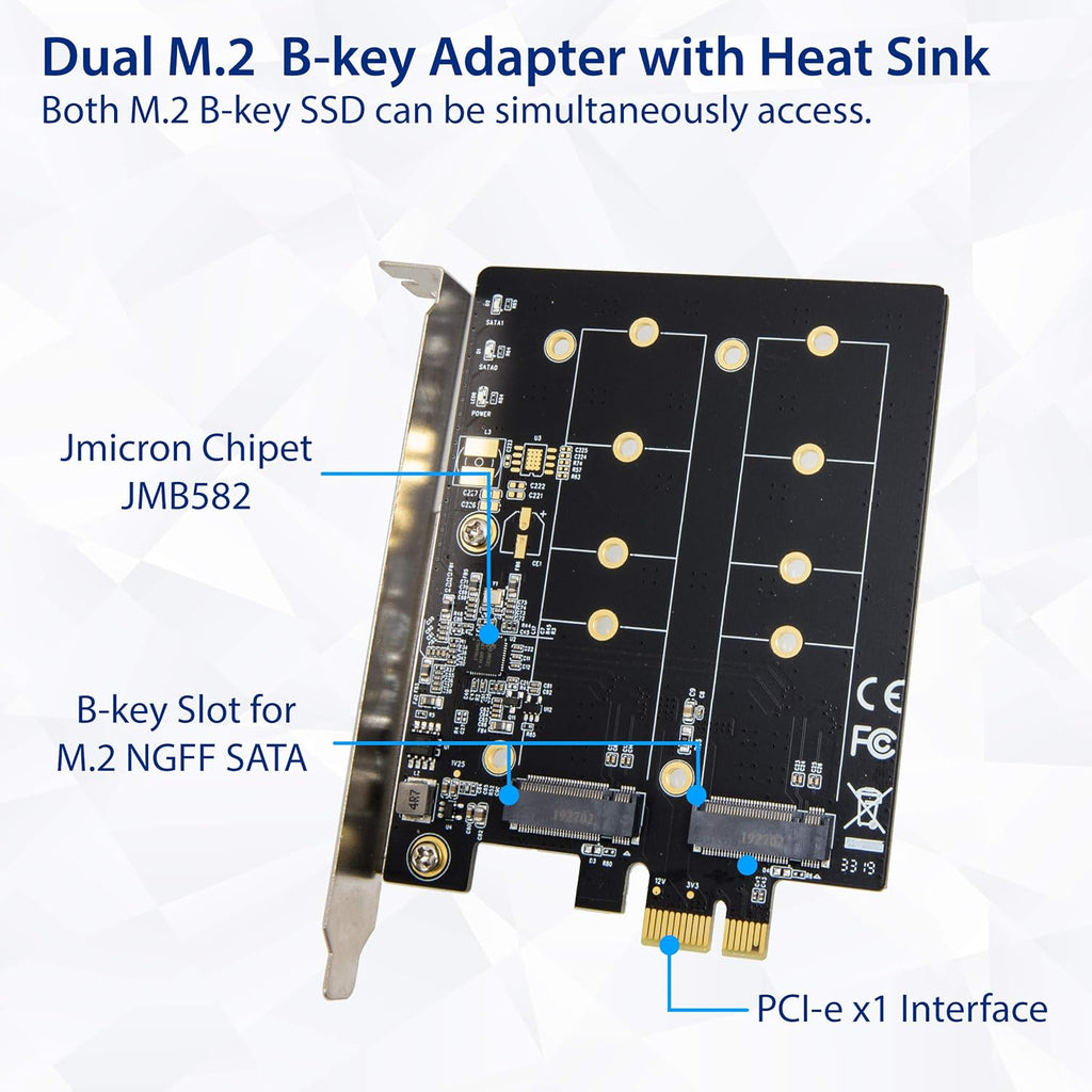 Dual M.2 SATA SSD PCI Express 3.0 x1 Expansion Card B289078