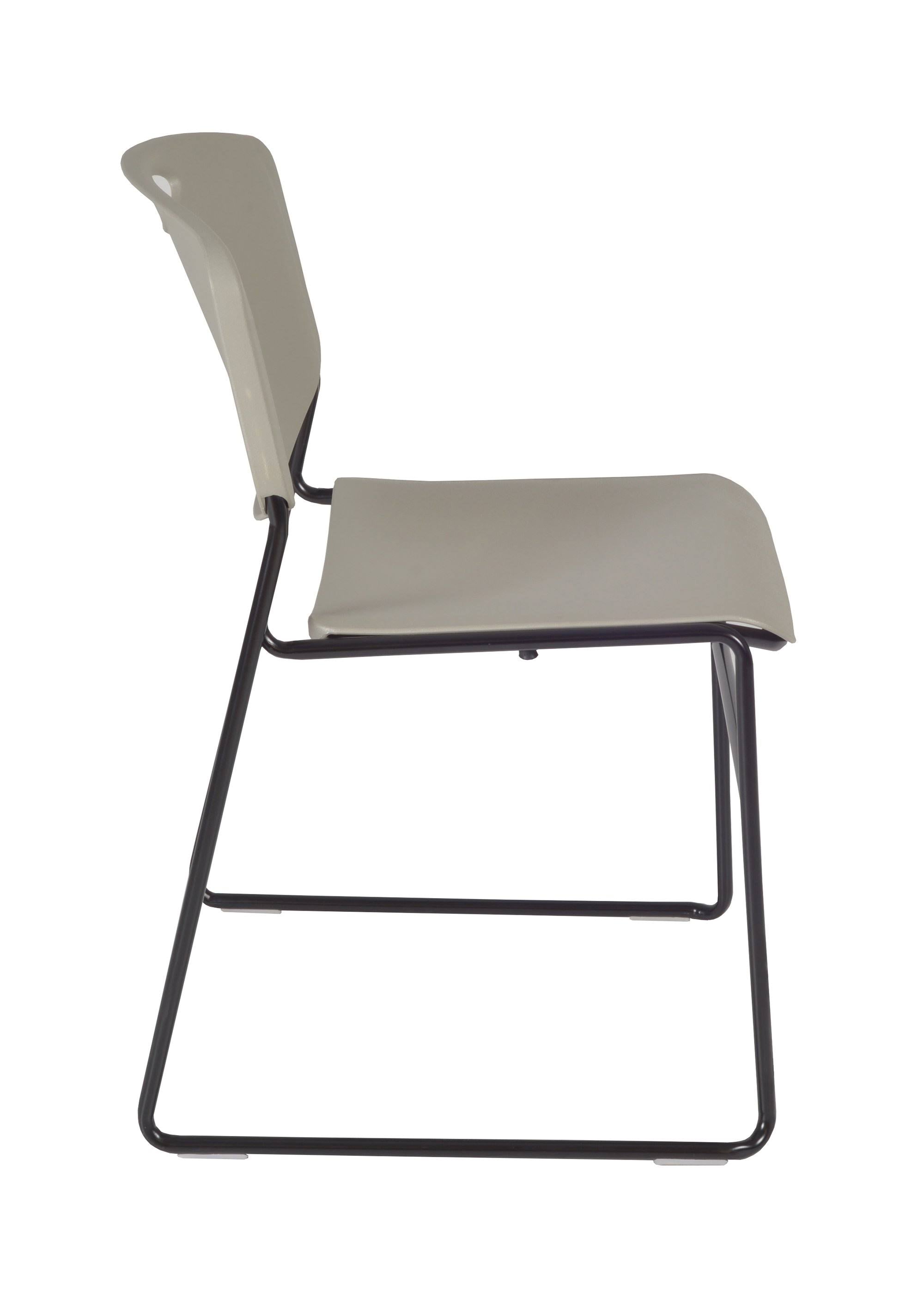 Grey Square Breakroom Table with 4 Stack Chairs U792271
