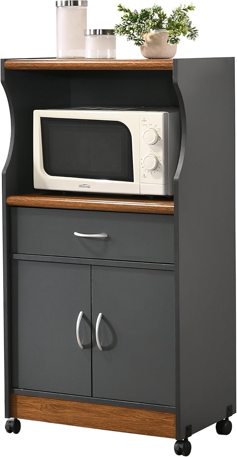 White Microwave Cart with One Drawer V902022