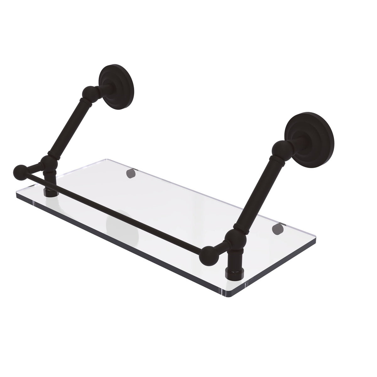 18 in. Floating Glass Shelf with Gallery Rail Oil Rubbed Bronze B5613
